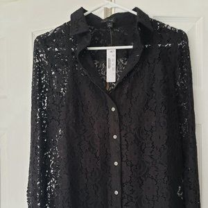 J.Crew Black Lace Blouse size 4